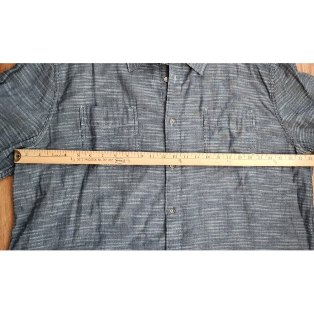 Carbon2Cobalt Shirt XXL 2XL Grey Long Sleeve Button Chambray Double Stripe - Picture 3 of 6